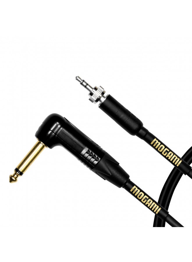 MOGAMI Mogami Gold BPSE TS-24R Belt Pack Instrument Cable for Wireless Instrument Systems, 1/4" TS Male Plug to 3.5mm Locking TRS Male Plug, Right Angle to Straight Connectors, 24 Inch 
