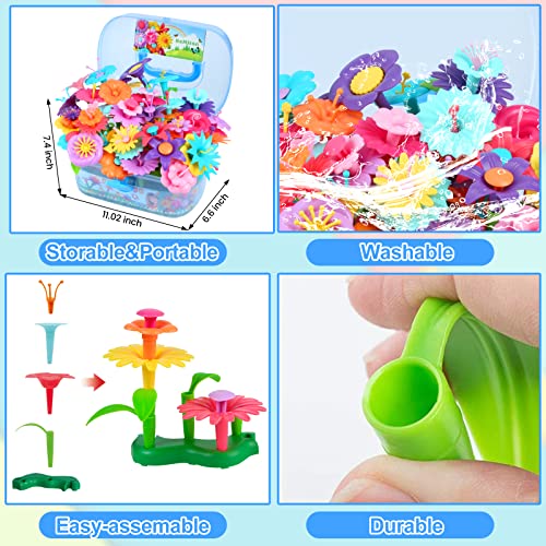 BEMITON Flower Building Toy Set for Girls, Best Birthday Gifts for 3 4 5 6 7 Year Old Kids, Arts and Crafts Kit for Toddlers, STEM Activities and Gardening Pretend Playset, 148 pcs - Image 4