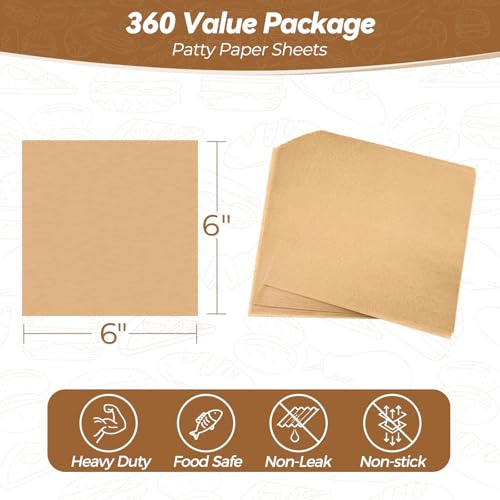 Tripho 360 Count 6"x 6" Heavy Duty Patty Paper Sheets for Separating Patty, No-Stick & No-Leak Unbleached Parchment Paper Squares, Pre-cut Burger Patty Paper for Oven, Air Fryer, Microwave - Image 2