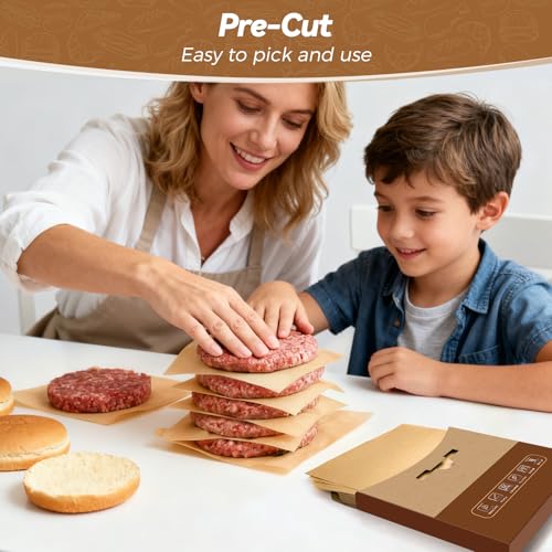 Tripho 360 Count 6"x 6" Heavy Duty Patty Paper Sheets for Separating Patty, No-Stick & No-Leak Unbleached Parchment Paper Squares, Pre-cut Burger Patty Paper for Oven, Air Fryer, Microwave - Image 3
