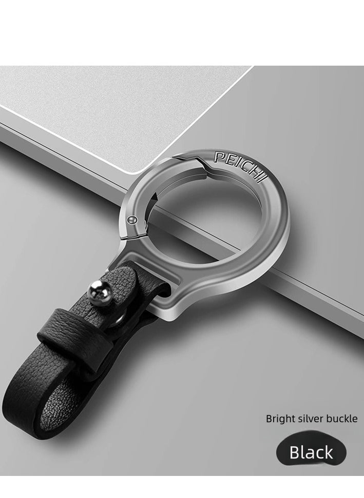 Generic Leather Buckle Clip Keychain Leather Braided Car Keychain （BLACK）  - Image 1