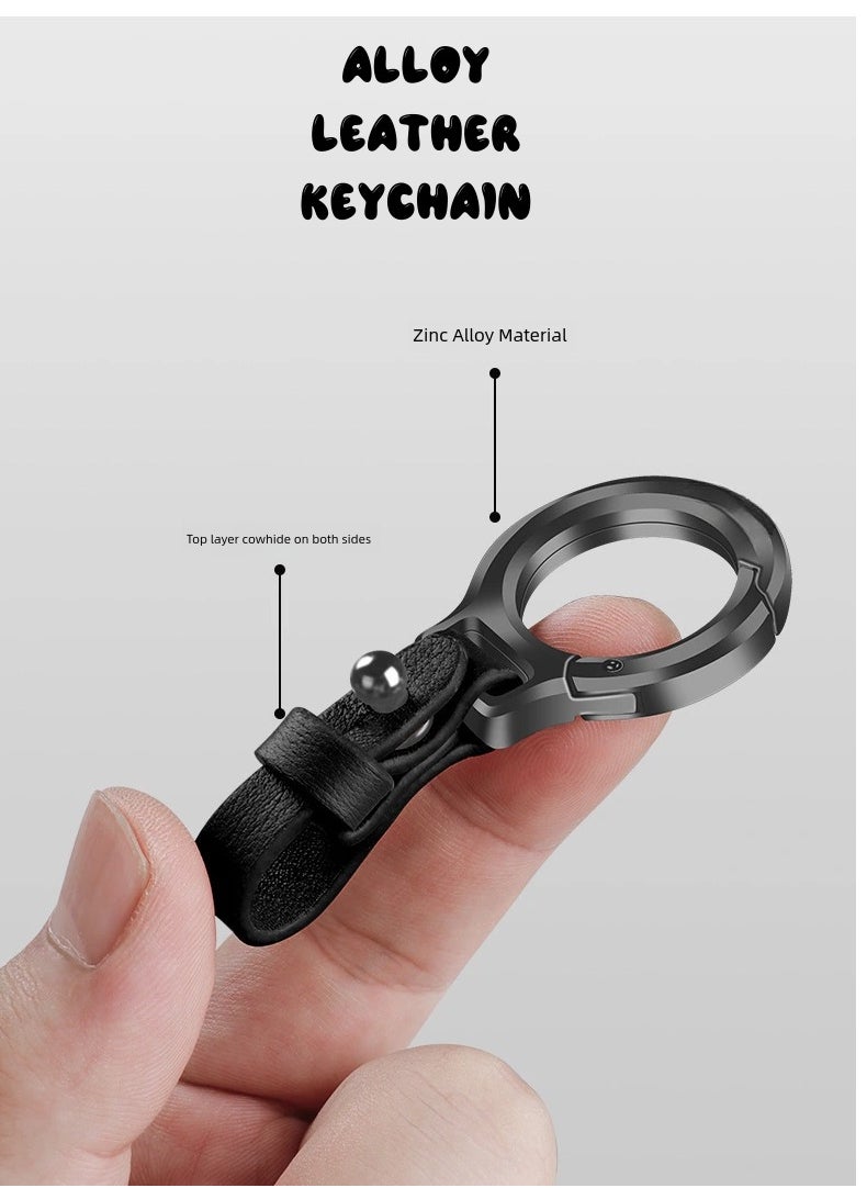 Generic Leather Buckle Clip Keychain Leather Braided Car Keychain （BLACK）  - Image 2