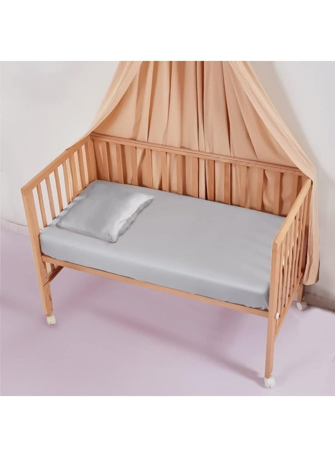 PROMEED 100% Natural Silk Fitted Crib Sheet & Pillowcase Set, 23 Momme Real Silk Nusery Bedding Set with Crib Fitted Sheet and Toddler Pillowcase - Image 1