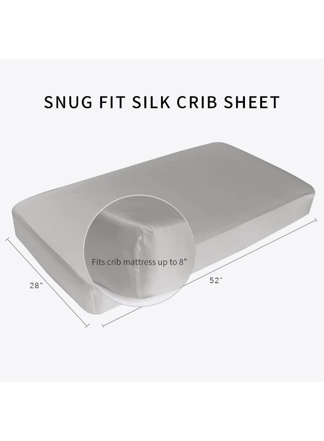 PROMEED 100% Natural Silk Fitted Crib Sheet & Pillowcase Set, 23 Momme Real Silk Nusery Bedding Set with Crib Fitted Sheet and Toddler Pillowcase - Image 4