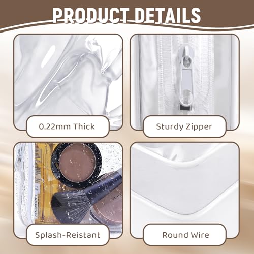 YedsIntu 16 Packs Clear Makeup Bags Cosmetic Storage Bags Waterproof TAS Approved Toiletry Bags PVC Zipper Pouches Organizer Case for Organizing Travel Bathroom - Image 3