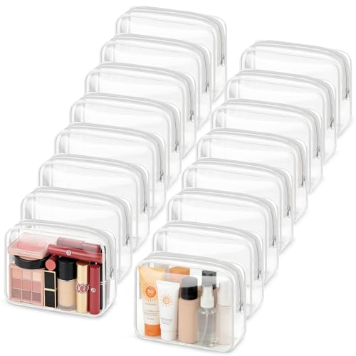 YedsIntu 16 Packs Clear Makeup Bags Cosmetic Storage Bags Waterproof TAS Approved Toiletry Bags PVC Zipper Pouches Organizer Case for Organizing Travel Bathroom - Image 1