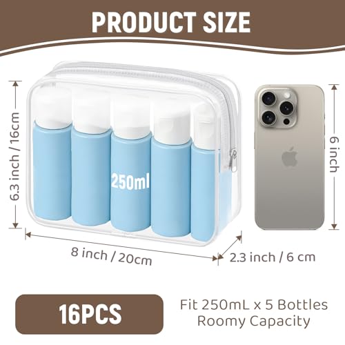 YedsIntu 16 Packs Clear Makeup Bags Cosmetic Storage Bags Waterproof TAS Approved Toiletry Bags PVC Zipper Pouches Organizer Case for Organizing Travel Bathroom - Image 2