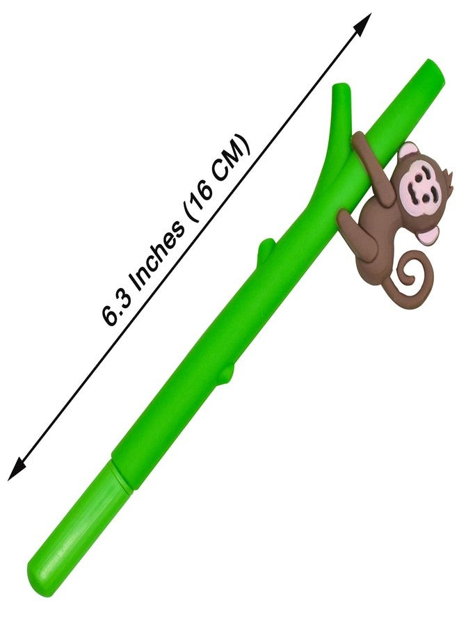 Maydahui 12 PCS Tree Climbing Monkey Gel Pen Cute Cartoon Animal Pens Soft Silicone Black Ink for Boys Office School Stationery Supplies - Image 2
