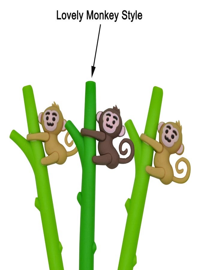 Maydahui 12 PCS Tree Climbing Monkey Gel Pen Cute Cartoon Animal Pens Soft Silicone Black Ink for Boys Office School Stationery Supplies - Image 3