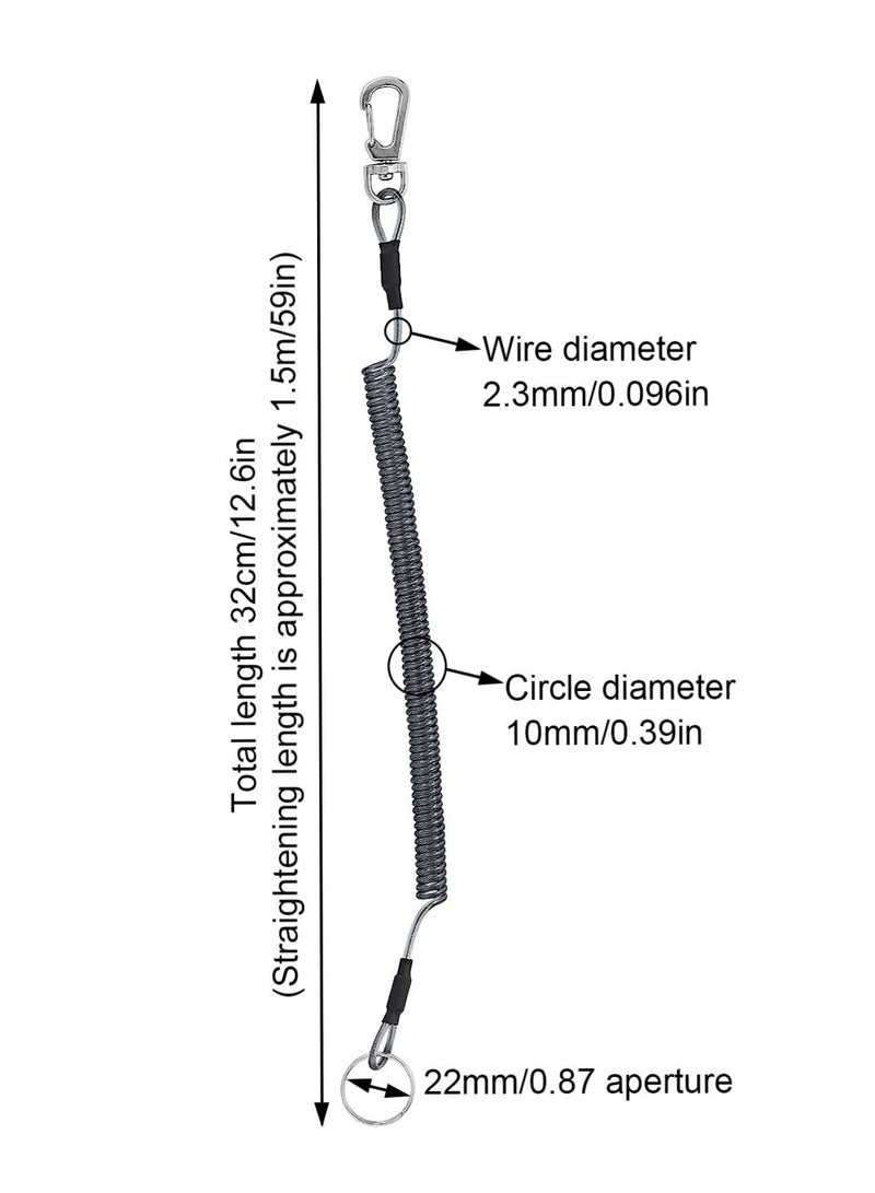 Excefore 6PCS Fishing Lanyard, Keychain Stretchy Retractable Coiled Lanyard Multifunctional For Pliers, Boating, Keys, Hiking Climbing Cycling Fishing - Image 2