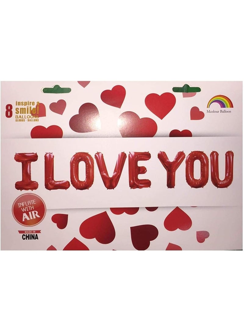 I Love You Text Red Balloons 8 Pieces Valentine Wedding Anniversary Party Decorations - Image 2