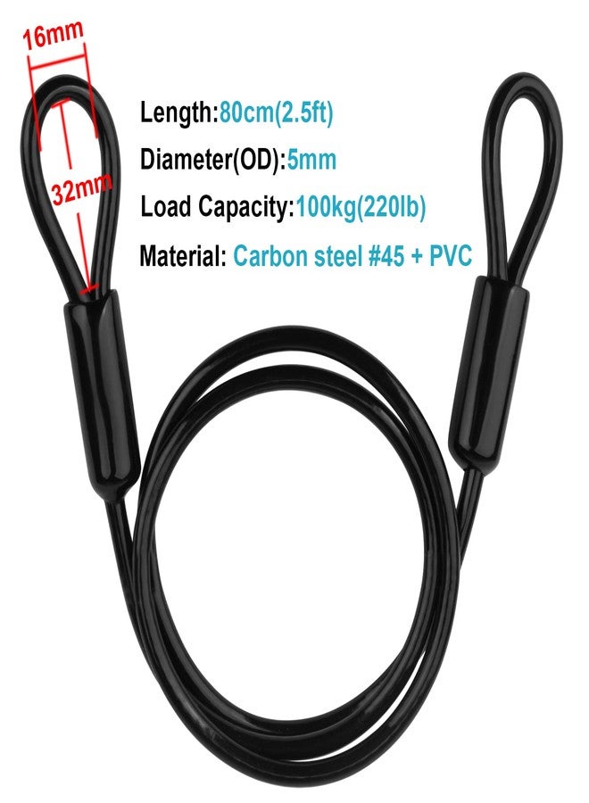 MOUNTAIN_ARK 4 Pack 2½ ft Black Security Cable Luggage Lock Safety Wire with Double Looped Ends, 5 mm Diameter - Image 2