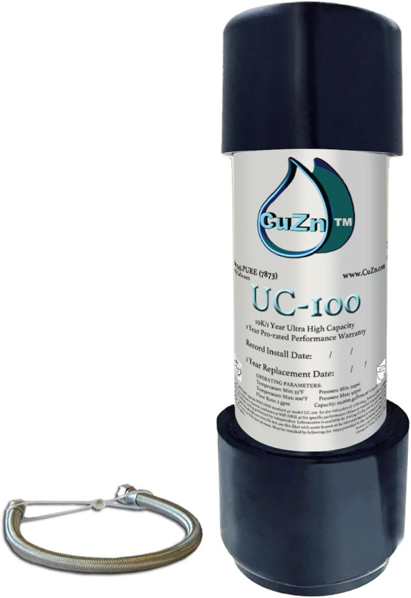 CuZn Under Sink Water Filter for Sink Faucet, 10K Gallons or 1 Year Filtration Life, Reduces PFAs, PFOS, Lead, Chlorine, Improves Taste of Tap Water, NSF/ANSI 42 & 372 Certified High Performance - Image 1