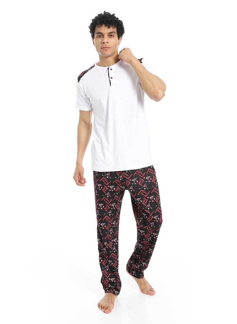 Caesar Men's 2-piece cotton half-sleeve pajamas - Image 1