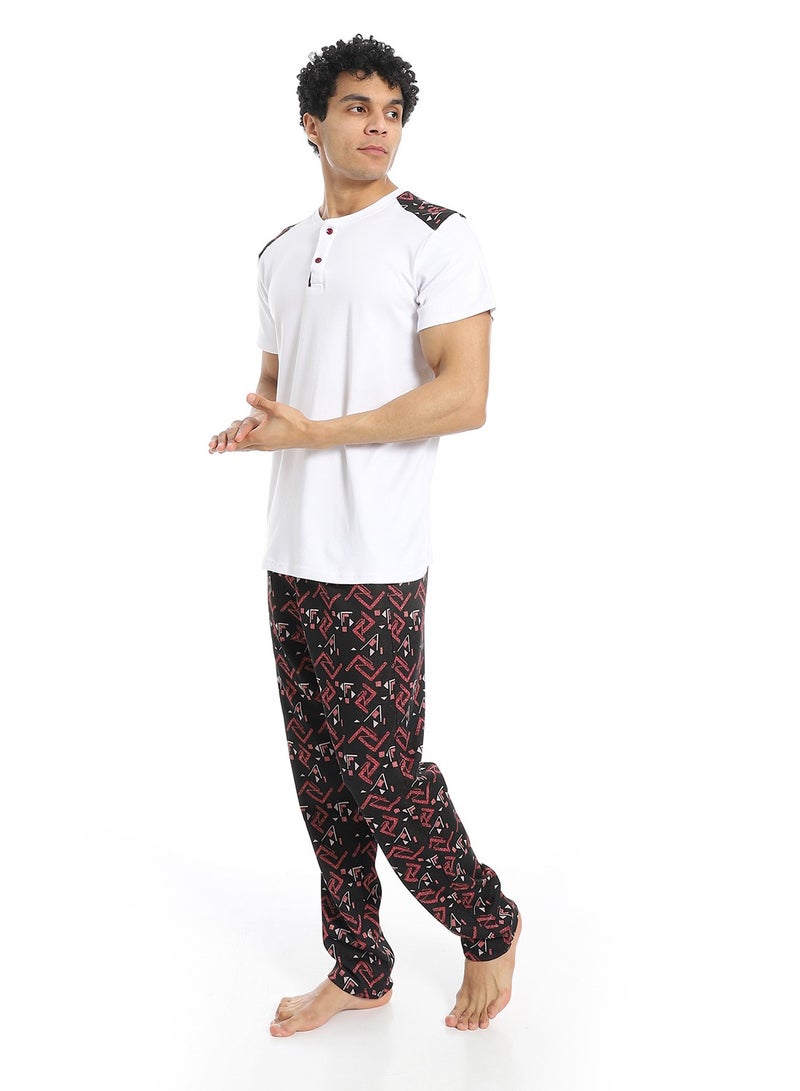 Caesar Men's 2-piece cotton half-sleeve pajamas - Image 2
