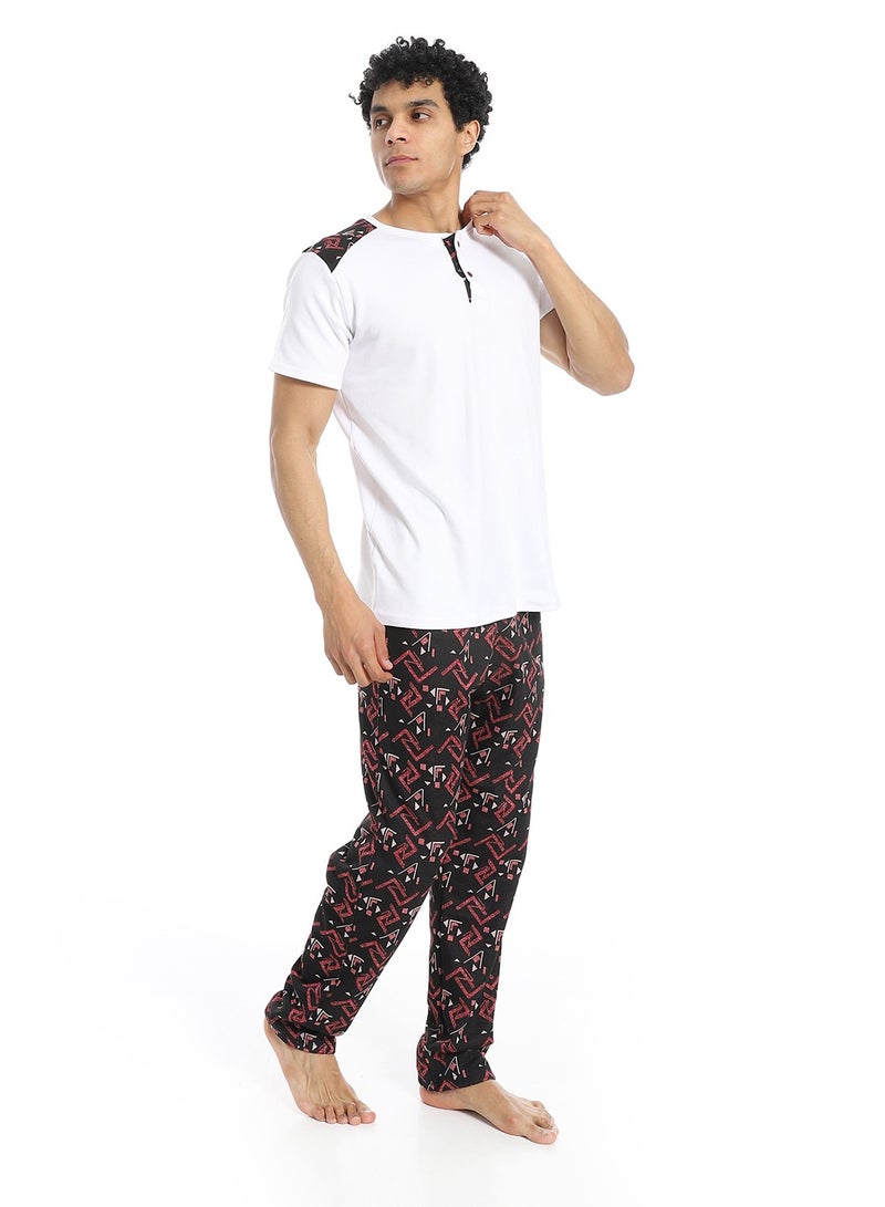 Caesar Men's 2-piece cotton half-sleeve pajamas - Image 3
