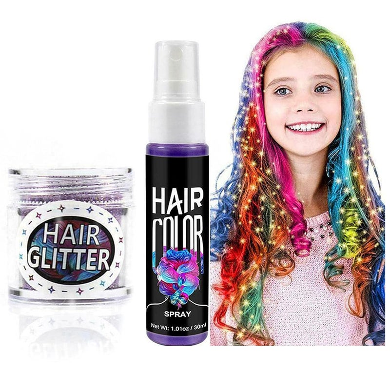 comfrt Instant Hair Coloring Spray Set, Hair Dye Coloring And Glitter Powder Kit, Creative DIY Hair Color Dye Lasting Hair Coloring Tool Stylist Salon for Girls Men Birthday Party Cosplay Gift (Gold) - Image 1