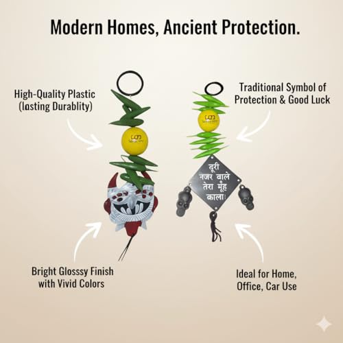 Salvus App SOLUTIONS Combo Pack of Wall Hanging Nazar Battu-Evil Eye Protector Decorative Showpiece Nazar Suraksha Kawach for Home, Office & Shop - Image 4