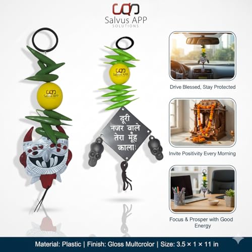 Salvus App SOLUTIONS Combo Pack of Wall Hanging Nazar Battu-Evil Eye Protector Decorative Showpiece Nazar Suraksha Kawach for Home, Office & Shop - Image 3