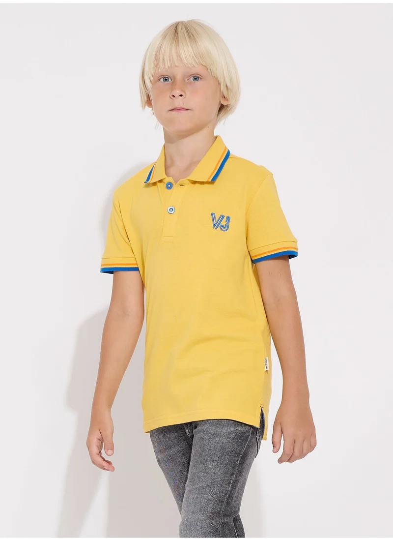 فكتور اند جين Junior Boys Solid -Polo T-shirt - Yellow