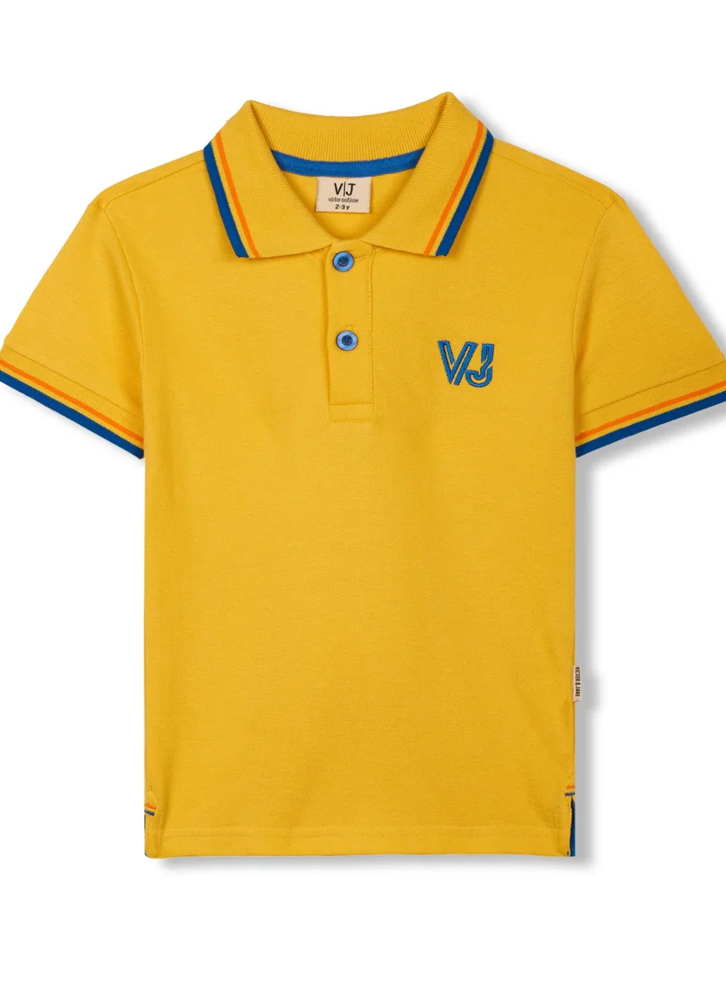 فكتور اند جين Junior Boys Solid -Polo T-shirt - Yellow