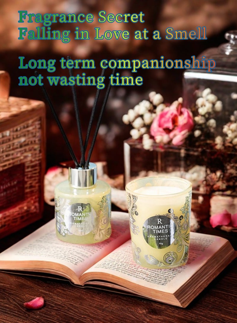 شمعة معطرة (شمعة للعلاج بالروائح) مع علبة هدايا زيت العطر - أوركيد وياسمين - Image 1