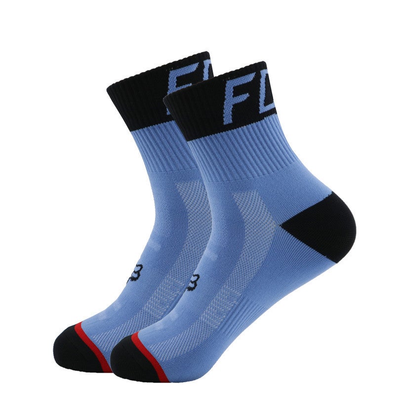 Fox outdoor sports mountaineering cycling socks sweat absorbent breathable basketball Football running socks sport socks Blue