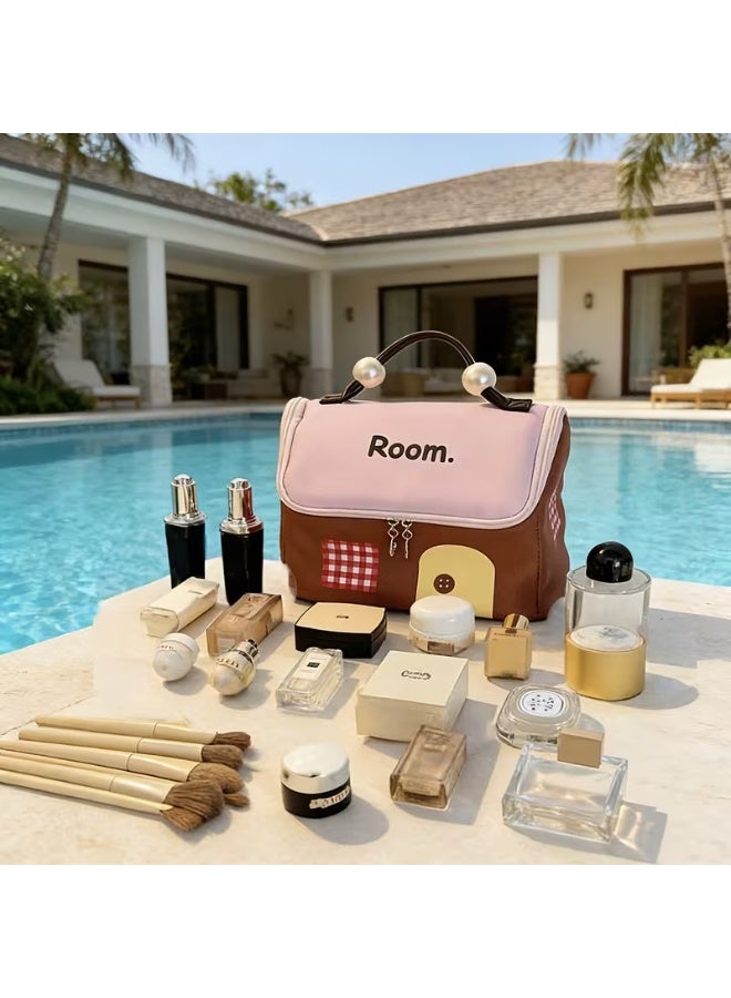 حقائب مكياج من البوليستر – حقيبة تجميل واسعة وسعة كبيرة لتخزين مستحضرات التجميل، الفرش، أدوات النظافة، كريم الأساس، أحمر الشفاه، ومنتجات العناية بالبشرة – حقيبة سفر مريحة، مقاومة للماء وسهلة التنظيف – مناسبة للسفر، رحلات العمل، الاستخدام اليومي، والتنظيم المنزلي - Image 4