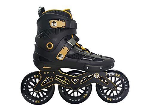 Epic Skates Epic Engage 125mm 3-Wheel Inline Speed Skates, Black/Gold, Adult 11 (Engage11) - Image 5