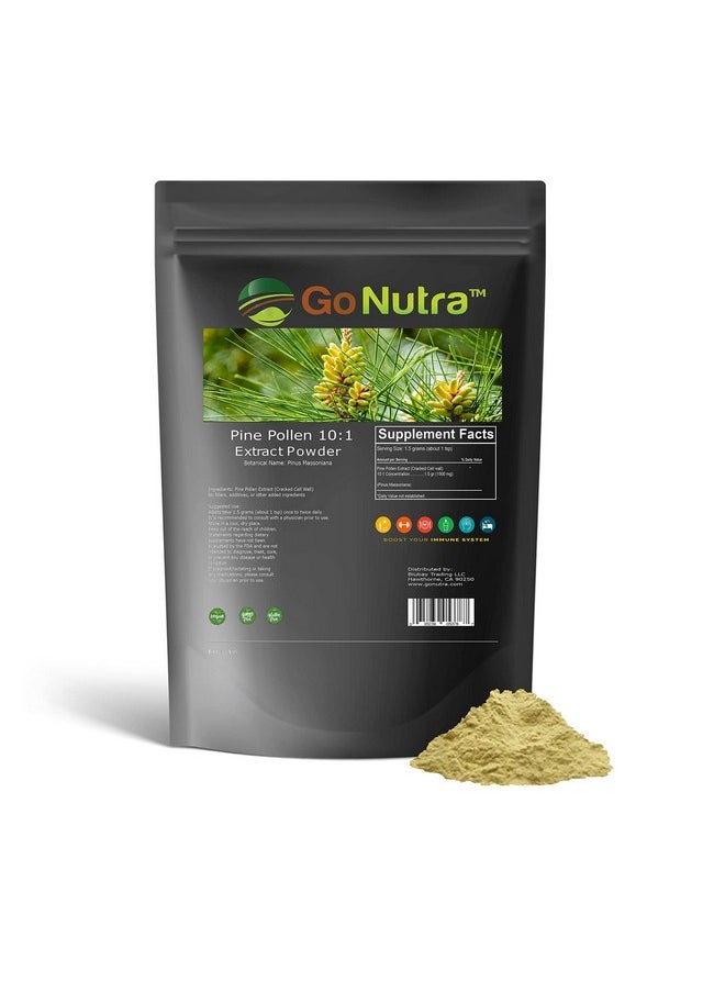 Go Nutra - Pine Pollen Powder Cracked Broken Cell Wall ; Pine Pollen Powder 10:1 Strength ; Pine Pollen ; Non Gmo Superfood Tree Pollen Herbal Extract (8 Oz.) - Image 1