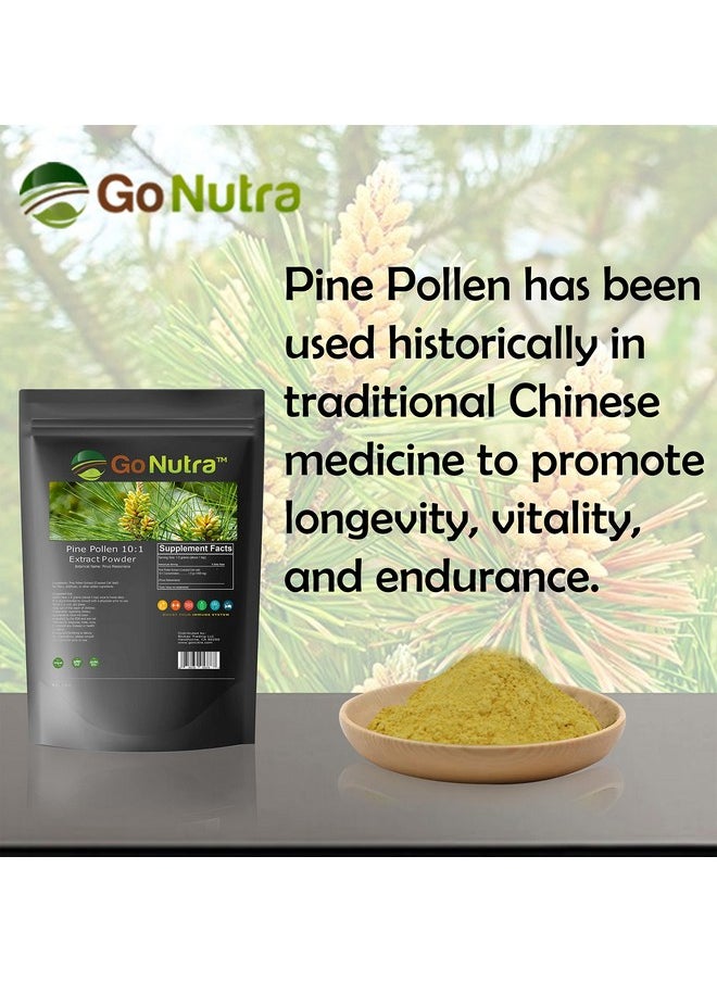 Go Nutra - Pine Pollen Powder Cracked Broken Cell Wall ; Pine Pollen Powder 10:1 Strength ; Pine Pollen ; Non Gmo Superfood Tree Pollen Herbal Extract (8 Oz.) - Image 1