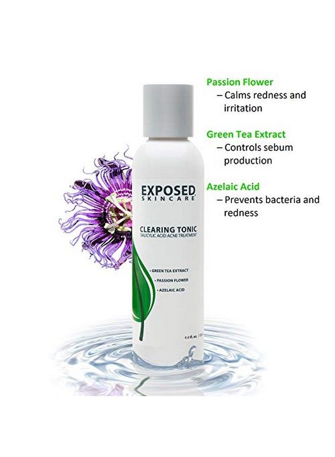 Exposed Skin Care Clearing Tonic Step 2 Acne Clearing Toner Treatment Prevent Breakouts And Redness With Salicylic Acid 1.0% Witch Hazel And Green Tea 4 Fl Oz - Image 3