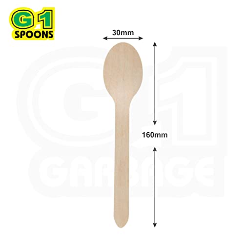 G1 G 1 Bio-degradable Disposable Wooden Spoons | Eco Friendly Disposable Spoons | for Home Use, Party, Events |160 MM | 100 Pieces | - Image 2