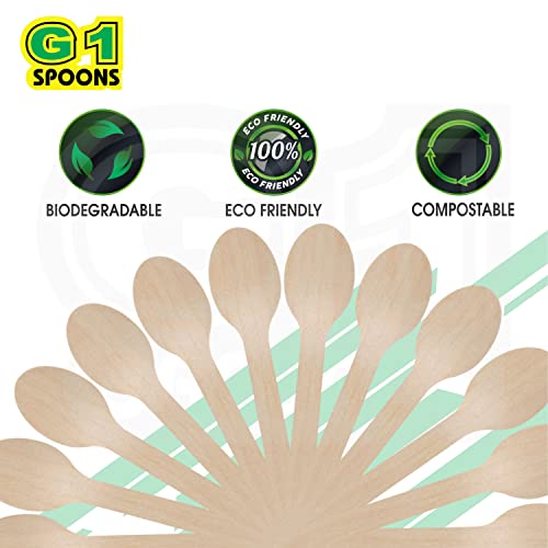 G1 G 1 Bio-degradable Disposable Wooden Spoons | Eco Friendly Disposable Spoons | for Home Use, Party, Events |160 MM | 100 Pieces | - Image 4