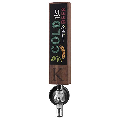 Fanfoobi Monogrammed K Beer Tap Handle for Home Bar(from Alphabet 26 A-Z) Perfect For Brewery, Laser Engraved Chalkboard Tap Handles, Beer Brew Gift, 8 Inch Tall Walnut Wood - Image 1