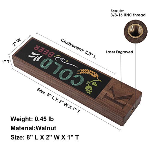 Fanfoobi Monogrammed K Beer Tap Handle for Home Bar(from Alphabet 26 A-Z) Perfect For Brewery, Laser Engraved Chalkboard Tap Handles, Beer Brew Gift, 8 Inch Tall Walnut Wood - Image 2