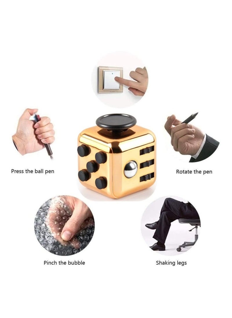 Generic - Fidget Toy Cube Toy Sensory Toy Stress Anxiety Relief Toy, Pressure Relieving Toys, Stress Reliever, Relaxing Toy Gift for Kids and Adults(Gold) - Image 1