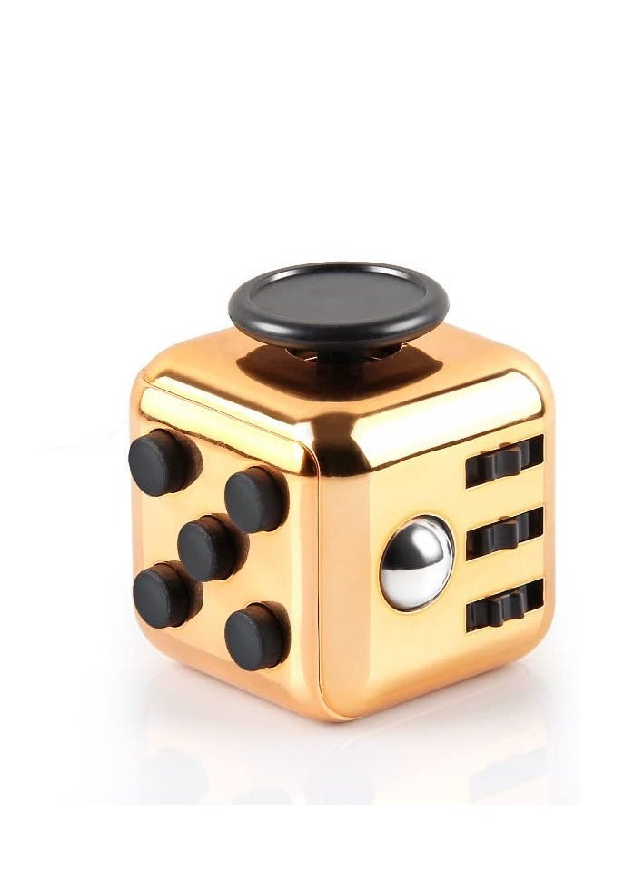 Generic - Fidget Toy Cube Toy Sensory Toy Stress Anxiety Relief Toy, Pressure Relieving Toys, Stress Reliever, Relaxing Toy Gift for Kids and Adults(Gold) - Image 1