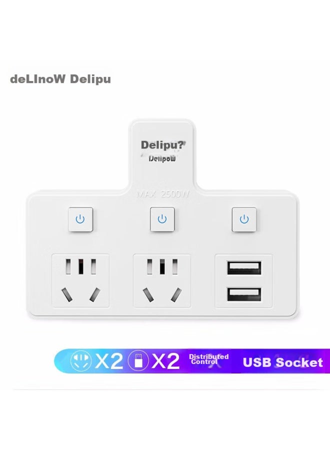 Delipow Socket, Usb Adapter Plug, Triangular One-to With Usb Control, Wireless Socket, Power Converter - Image 4