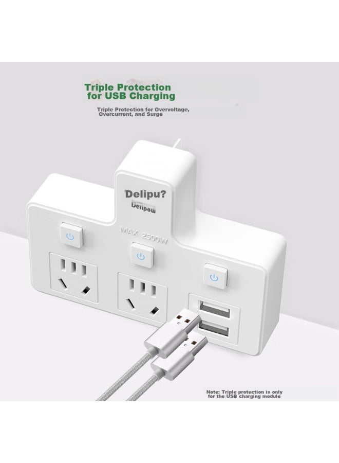 Delipow Socket, Usb Adapter Plug, Triangular One-to With Usb Control, Wireless Socket, Power Converter - Image 2
