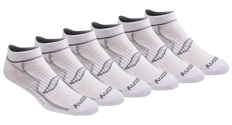 Saucony Men's Multi-Pack Bolt Performance Comfort Fit No-Show Socks, White (6 Pairs), Shoe Size: 13-15 - Image 1