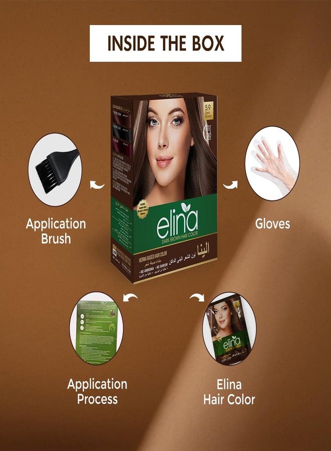 Elina 60Gm Hair Color Powder | Ammonia & Barium free Natural Organic Hair Color for Men & Women | Formulated with Natural Ingredients | Long Lasting Color (Dark Brown Hair Color, 60Gm (Pack of 2)) - Image 5