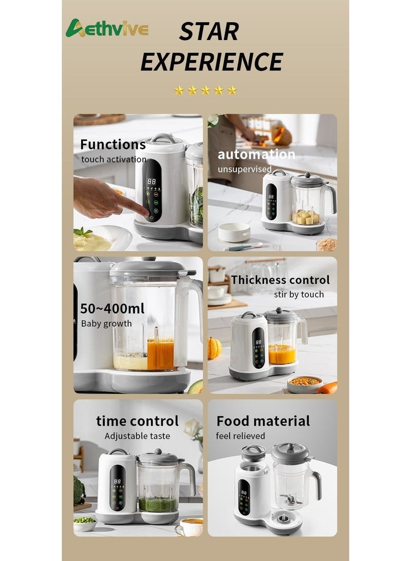 Aethvive 5 in 1 Electric Baby Food Processor for Baby Food Maker with Steamer, Chopper & Grinder | Portable Baby Food Blender with Self Cleans & Touch Screen Control Baby Food Blender for Baby - Image 4