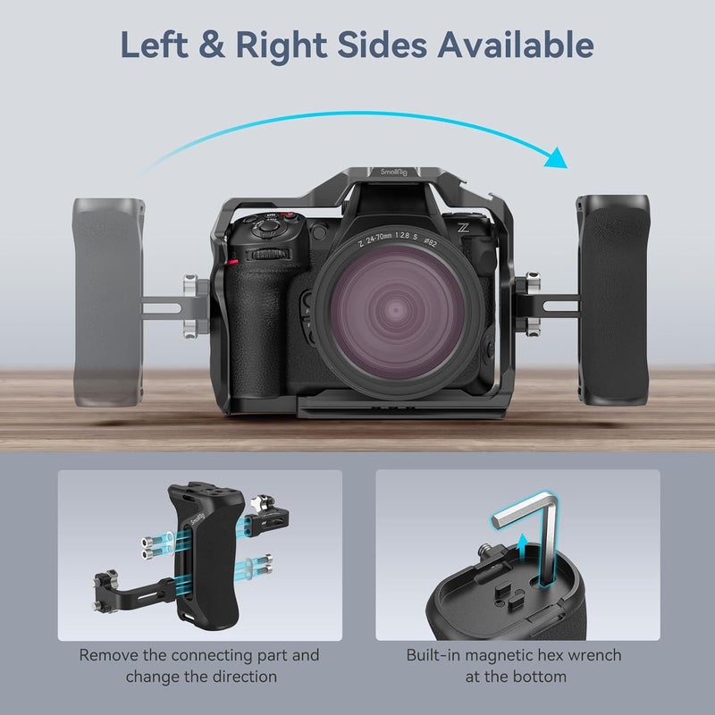 SMALLRIG مقبض جانبي من الألمنيوم لحاويات الكاميرا، مقبض جانبي عالمي مريح مع ثقب تحديد مدمج 1/4"-20، ثقب حزام، حذاء بارد، قابل للتعديل لأعلى/أسفل 36 مم - Image 4