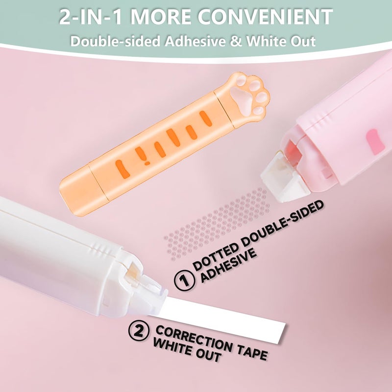 PANDENNER 2 in 1 Correction Tape and Double Sided Tape Roller, Cute Quick Dry Japan White correction tape,with Permanent Double Sided Adhesive Tape Roller,for School Office Supplies - Image 2