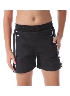 Boys Elastic Waist Plain Swim Short _ Black