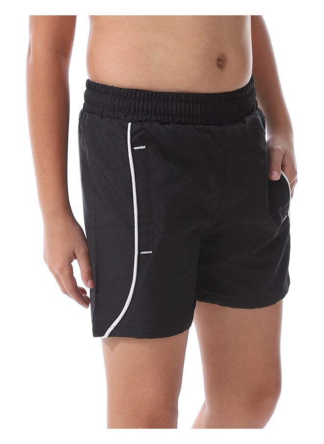 Andora - Boys Elastic Waist Plain Swim Short _ Black - Image 1