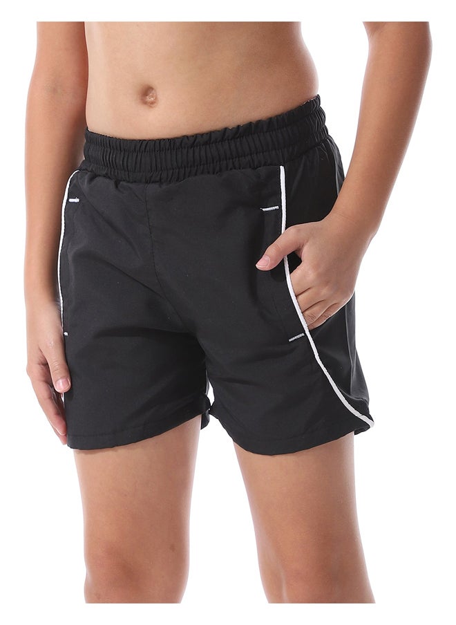 Andora - Boys Elastic Waist Plain Swim Short _ Black - Image 1