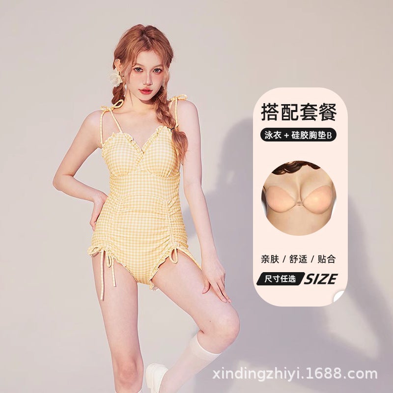 Breezeholiday One-Piece Swimsuit Female Spring Conservative Belly Cover Slimming Gathered Student Cute Swimsuit - Image 1