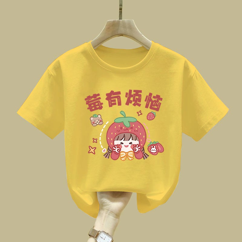 2420# Children'S Short-Sleeved Cotton Girls' T-Shirt New Summer Half-Sleeved Children'S T-Shirt Top - Image 3